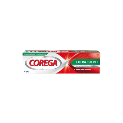 Corega Crema Extra Fuerte Sin Sabor Adhesivo Protesis Dental envase
