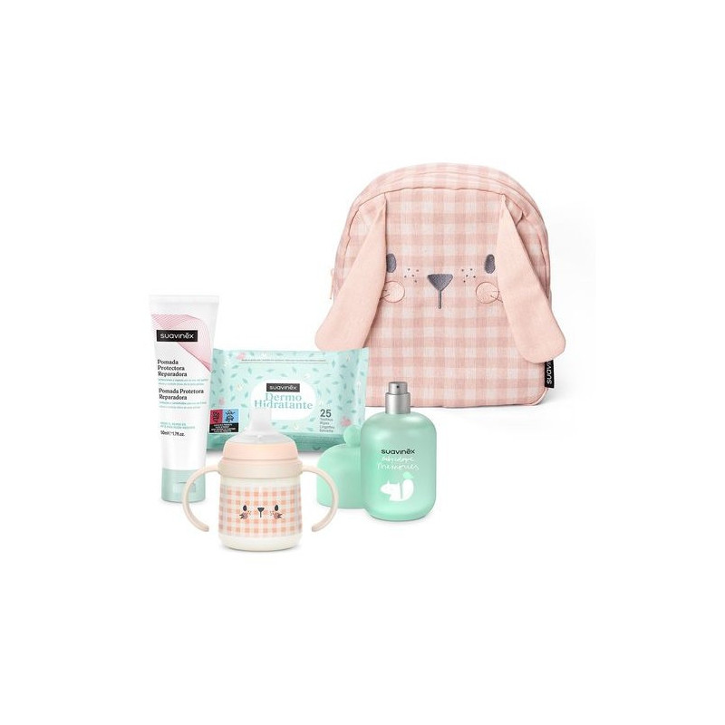 SUAVINEX BABY MY LITTLE BACKPACK CONEJO: COLONIA 100 ML + POMADA 50 ML + 25 TOALLITAS