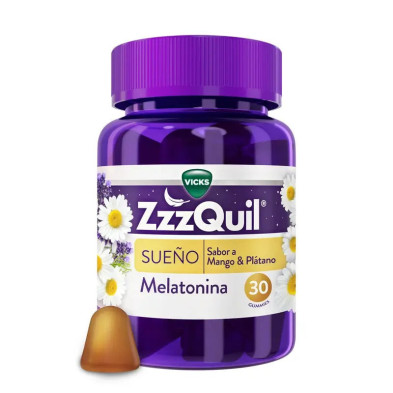 Zzzquil Natura 30 Gummies Sabor Mango & Platano envase