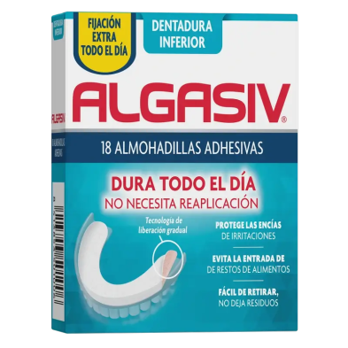 Algasiv Almohadillas Adhesivas Dentadura Inferior 18 Unidad envase